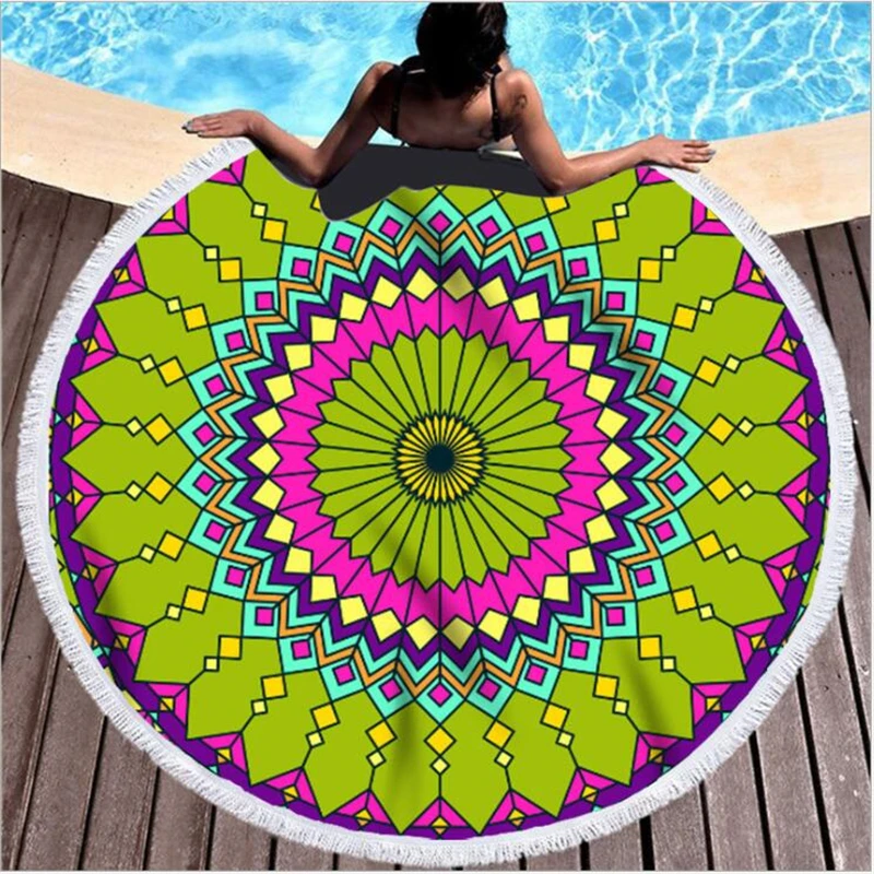 Мандала микрофибра круглое пляжное полотенце активный с узором пляжный