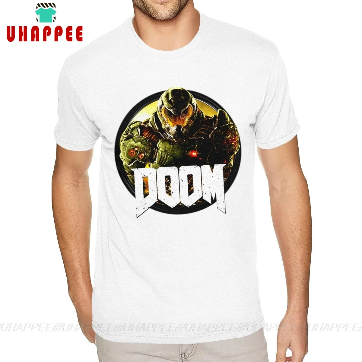 Geek Doom Eternal Release футболка на заказ с коротким рукавом мужская белая большого