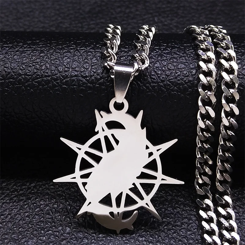 

10-Pointed Star Sheep Head Stainless Steel Necklaces Silver Color Music Band Necklaces Jewelry acier inoxydable bijoux N2242S06