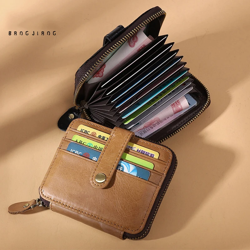 

Anti-degaussing driver's license zipper print pouch leather men's and women's coin purse integrated large capacity card holder