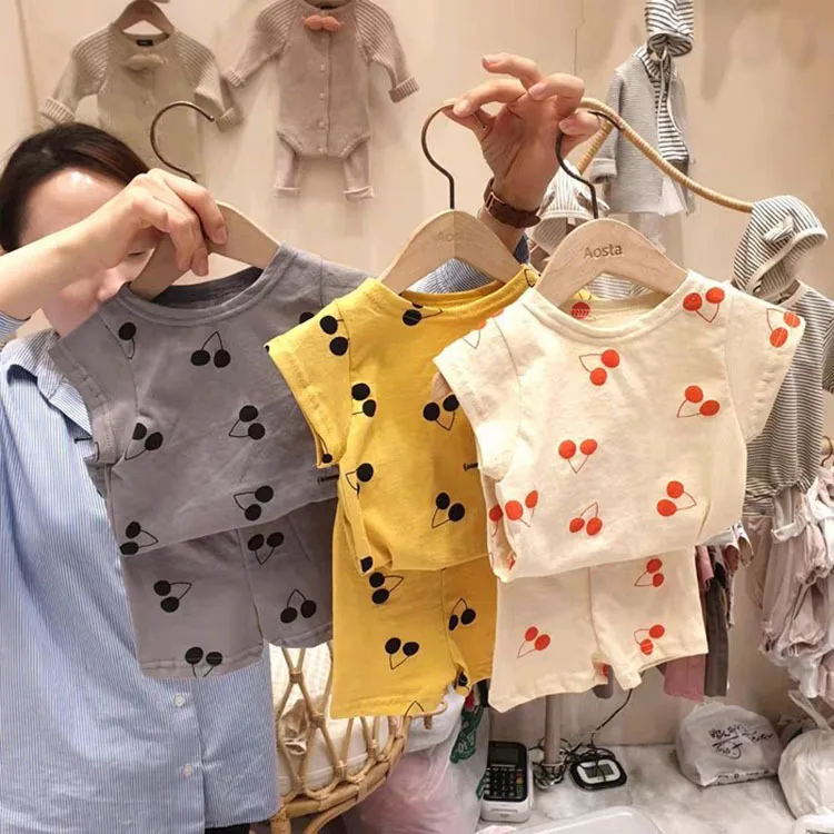

2021 Baby Clothing Set Summer Short Sleeve T Shirt + Pants Printed Toddler Boy Girl Clothes Kids Pajamas Set cotton Sleepwear