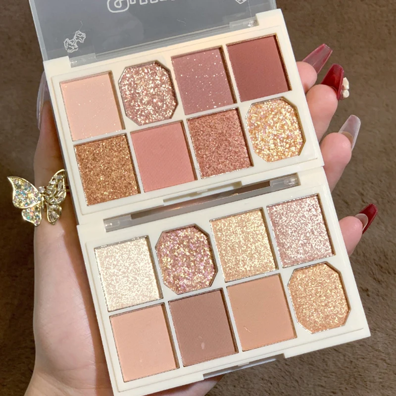 

Glitter Chestnuts 8 Colors Eye shadow Palette Matte Shimmer Soft Touch Long Lasting Waterproof Pigmented Brighten Eye Makeup NEW