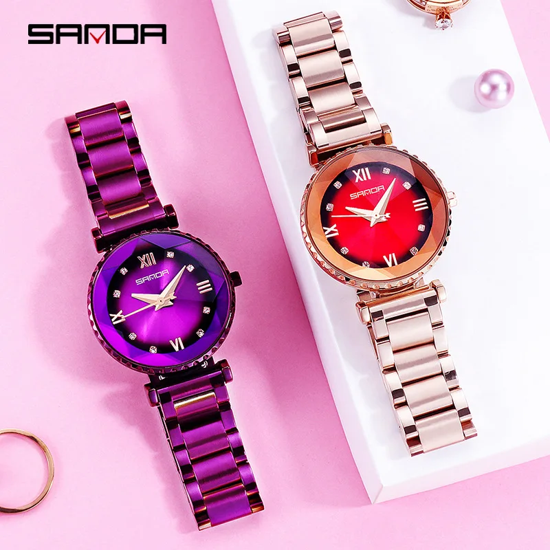 Luxury Crystal Watches Women's New Fashion Trend Roman Numeral Quartz Watch Steel Strap Personality Ladies Clock | Наручные часы