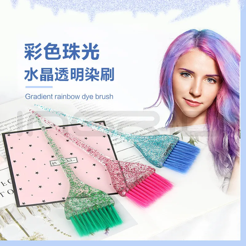 

Professional Hair Dye Brush Plastic Crystal Hair Coloring Applicator Brush Hair Comb Barber Tools Salon Hair Styling Accessories