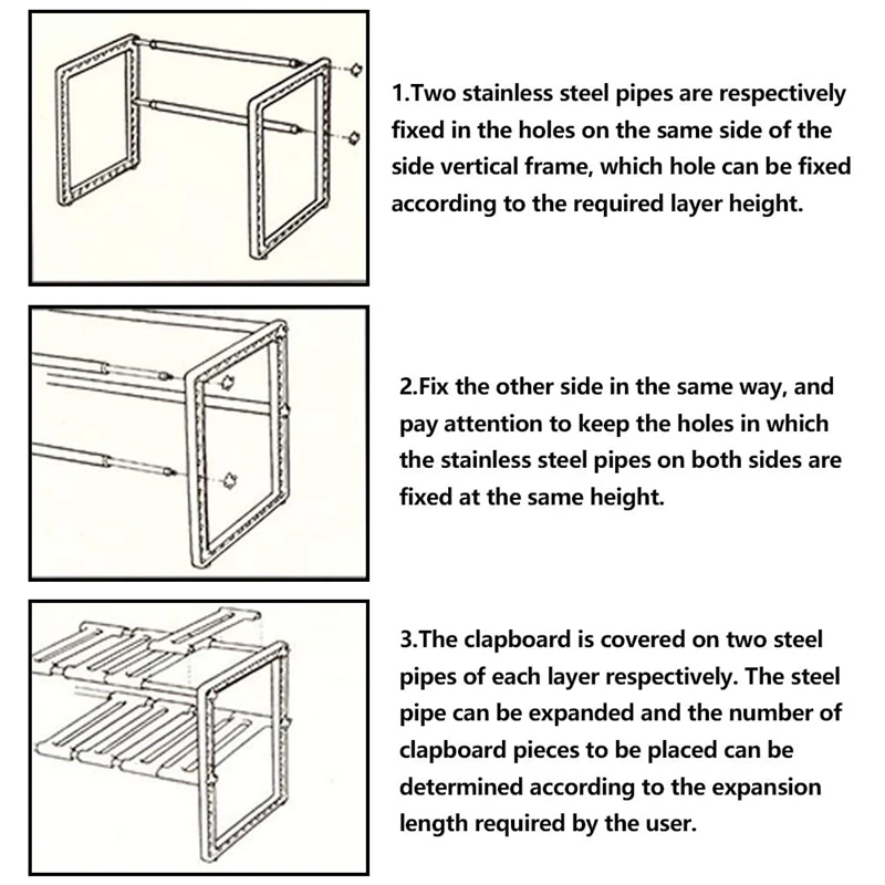 

Under Sink 2 Tier Expandable Shelf Organizer Rack, White (Expand From 15 to 26 Inches)
