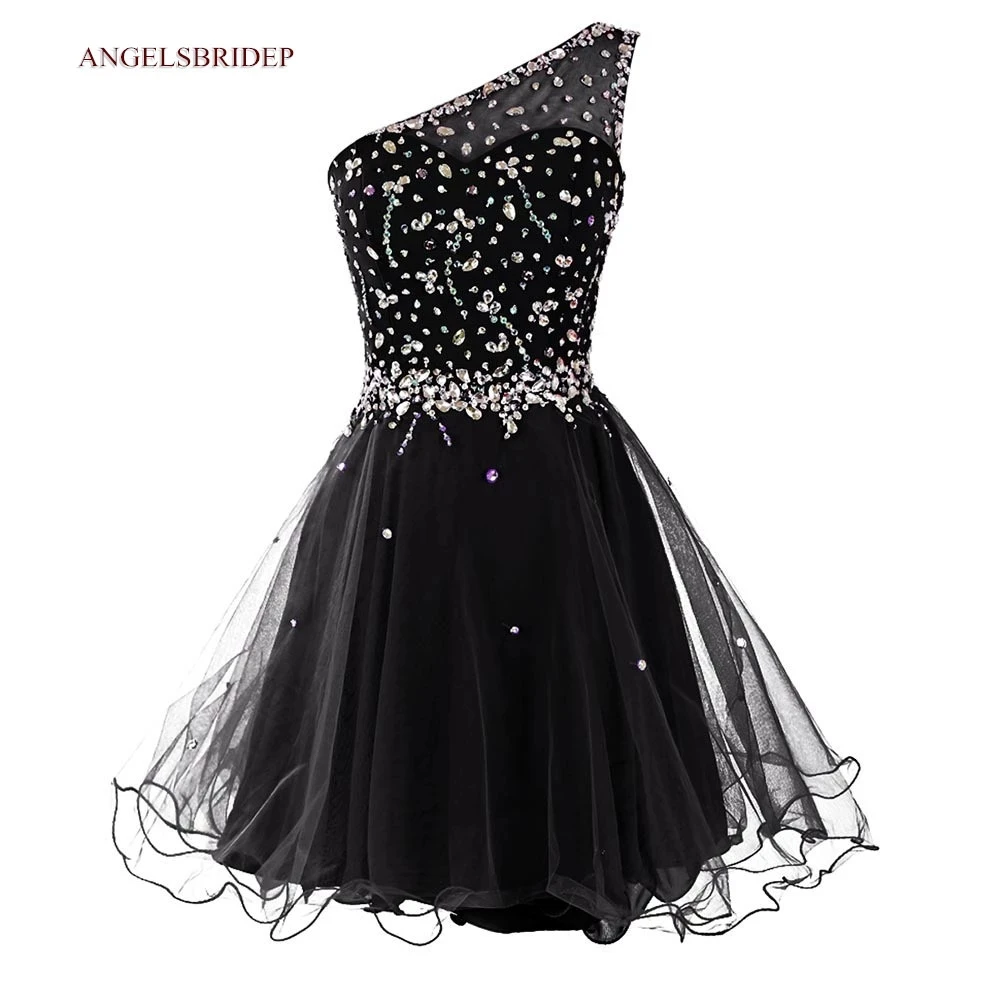 

ANGELSBRIDEP One-Shoulder Homecoming Dresses Party Gowns Short Crystal Special Occasion Graduation Formal Gowns HOT