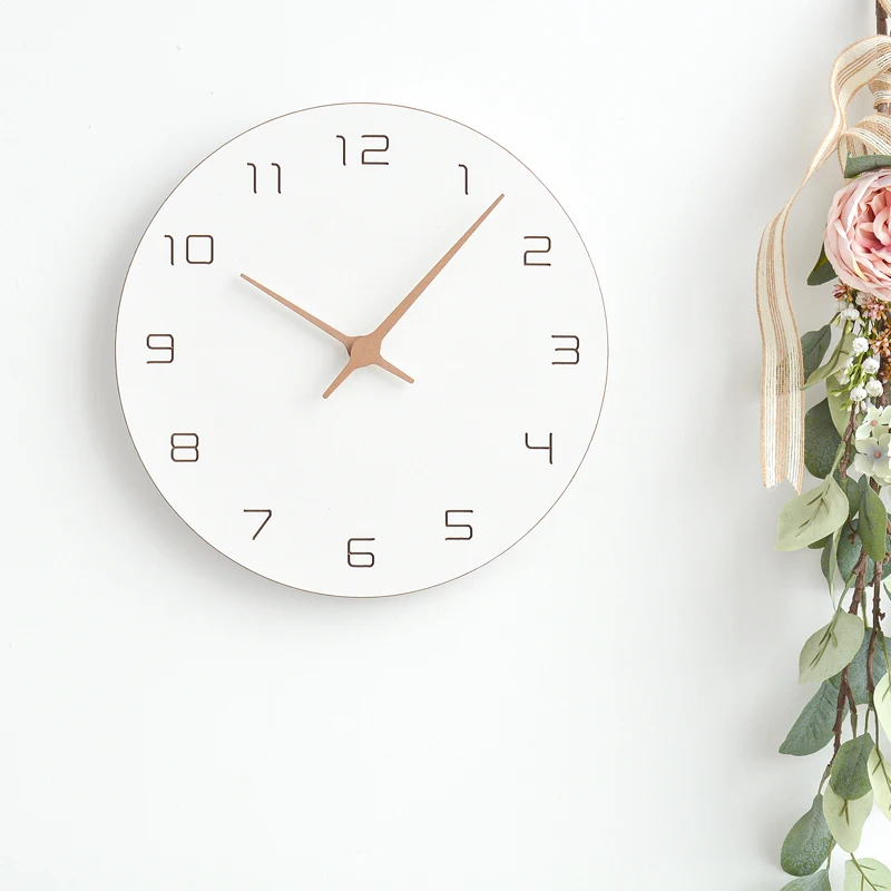 

Minimalist White Wall Clock Design Wooden Modern Wall Clock Nordic Minimalistic Design Decorative Room Zegar Home Decor JJ50