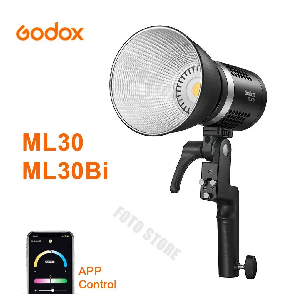 

Изящный светодиодный светильник Godox ML30 ML30BI 40 Вт, бесшумный режим, портативная регулировка яркости, поддержка литий-ионного наружного светод...