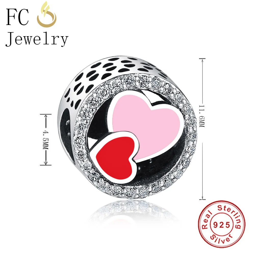 Женский браслет из серебра 925 пробы с красной и розовой эмалью | Украшения