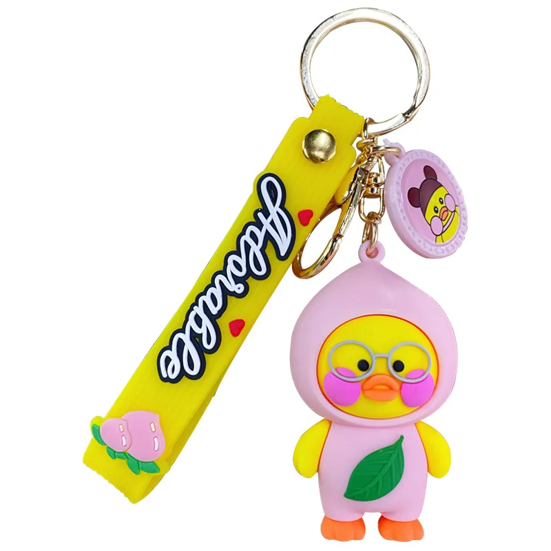 

New Lovely Cute Fruit Duck Keychains Cartoon Simple Fashion Car Key Chain Men's And Women's Bags Accessories Keyrings