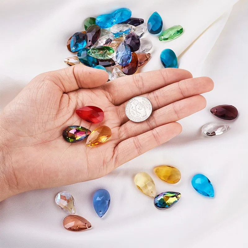 Граненые стеклянные бусины-капельки Подвески для изготовления ожерелья