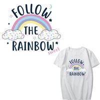 iron on rainbow patches for clothing diy kids t shirt applique heat transfer washable thermo letter patch stripes on clothes