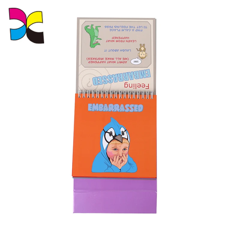 

Custom glossy lamination spiral binding emotions flipbook printing for kids