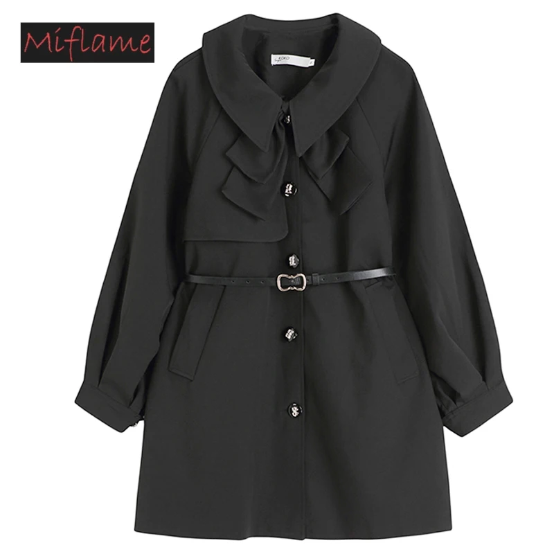 

Black High-End Dress 2022 Spring Party commute Sleeve Decorative Chain High Waist Tie Elegant Vintage Dress