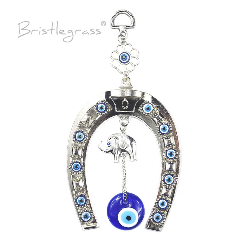 BRISTLEGRASS Турецкая голубой с клипсами Дурной глаз Подкова слон настенный подвеска