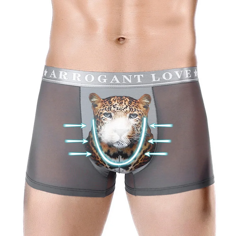 Мужские боксеры с леопардовым принтом новинка Брендовые мужские трусы Hombre
