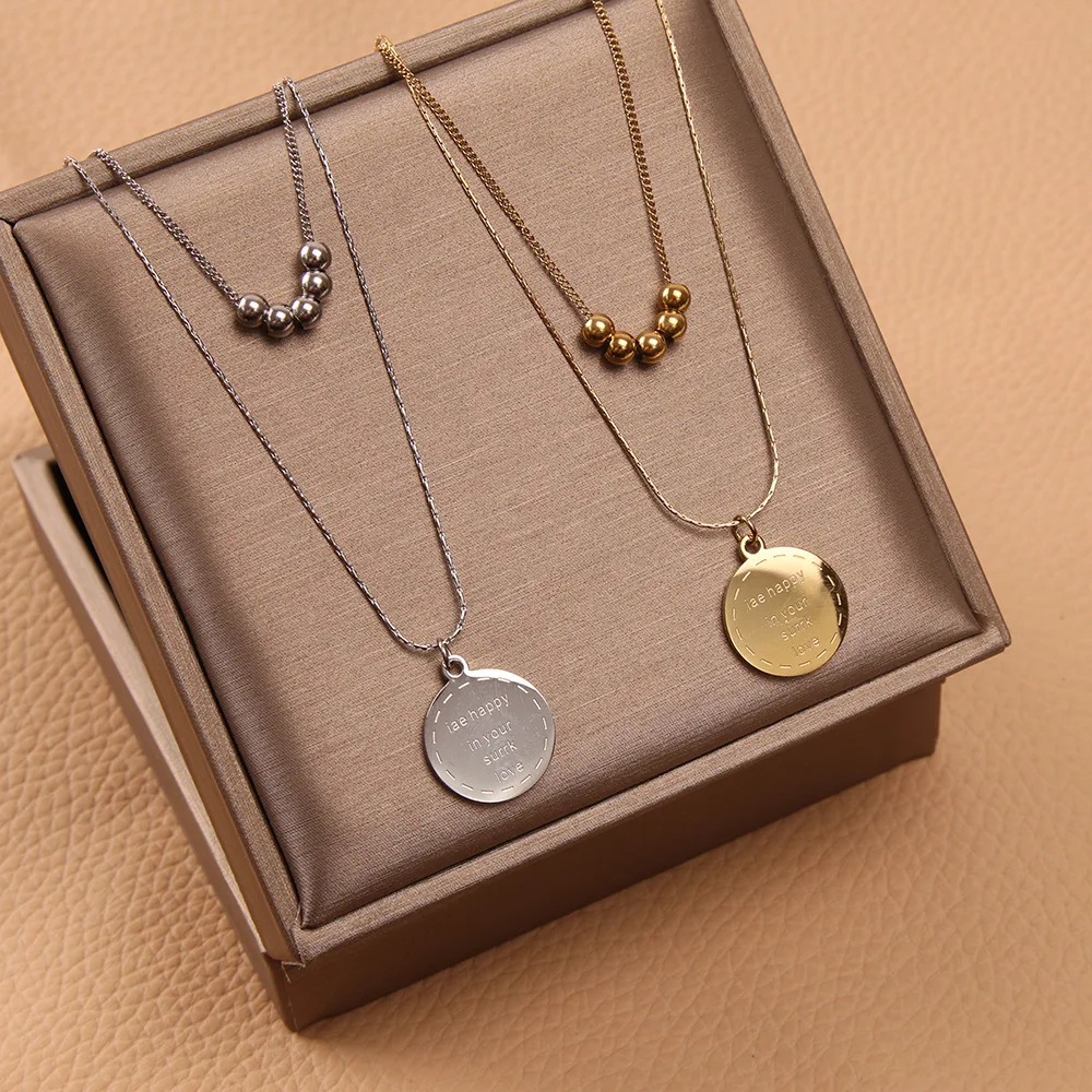 

Fashion new style titanium steel disc necklace female neck chain Sen system wild clavicle chain hot sale