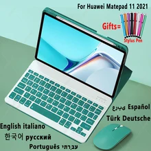 Keyboard Case with Mouse for Huawei Matepad 11 2021 Soft Cover Pen Slot Russian Spanish Arabic Hebrew Korean Portuguese Keyboard