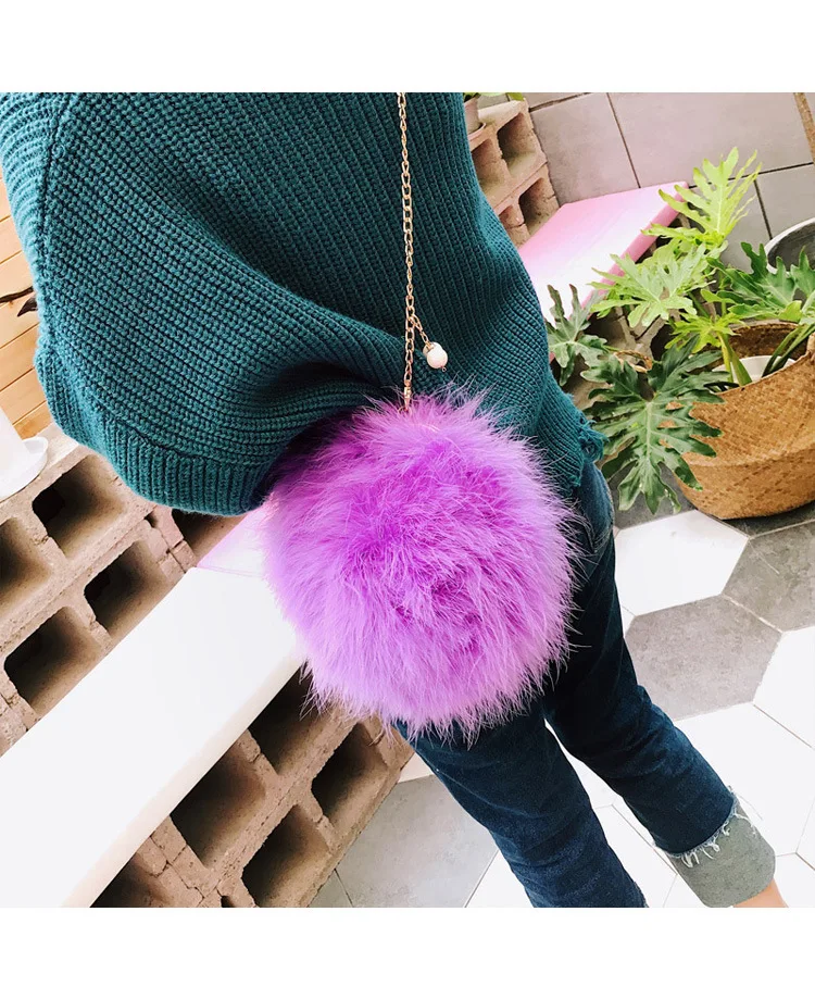 Luxury Designer Fur Purse Women Ostrich Feathers Evening Party Bag Famous Brand Handbag Fall Winter Party Day Cluthes Drop Ship