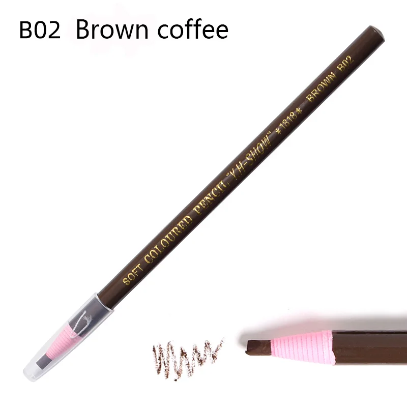 Brown coffee 1 шт. Водостойкий карандаш для бровей, резка, натуральный стойкий карандаш для бровей, черный, коричневый, кофейный, микроблейдинг, Перманентный макияж для бровей - Цвет: Brown coffee