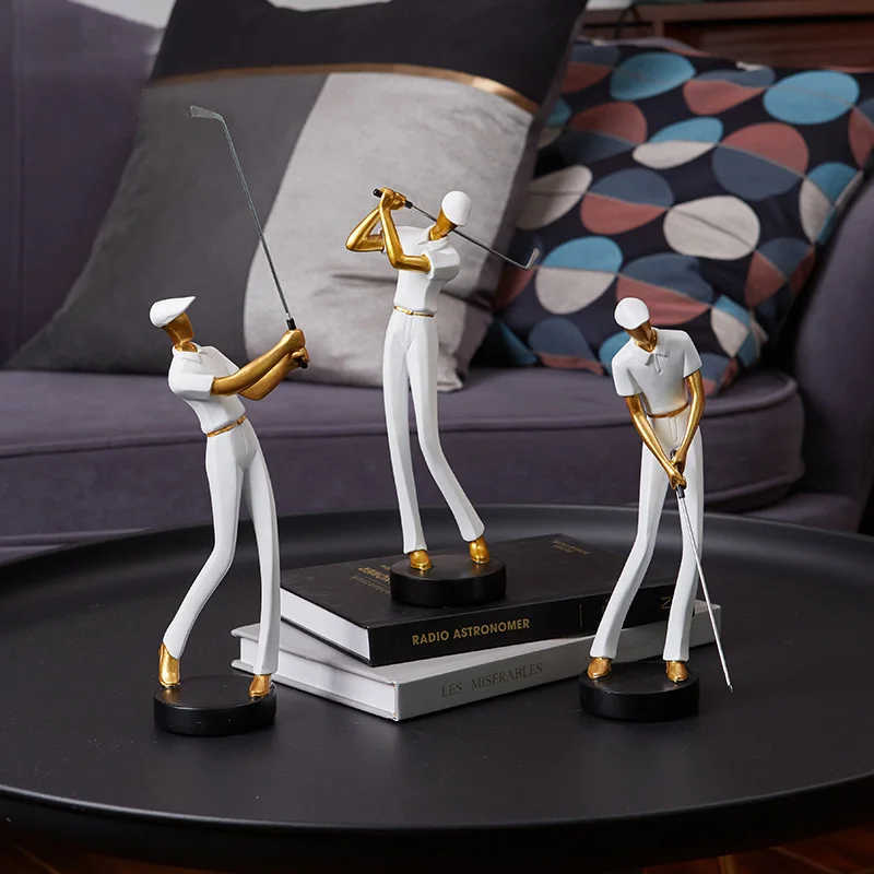 

Resin Golf Man Sculpture Creative Wine Cabinet Living Room Crafts Character Statue Home Decoration Modern Figurines Wedding Gift