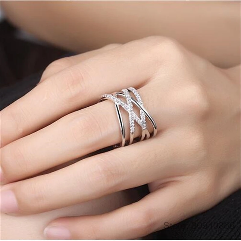

Vintage 925 Sterling Silver Multi-layer Chains Rings for Women Wedding Adjustable Antique Statement Rings Anillos