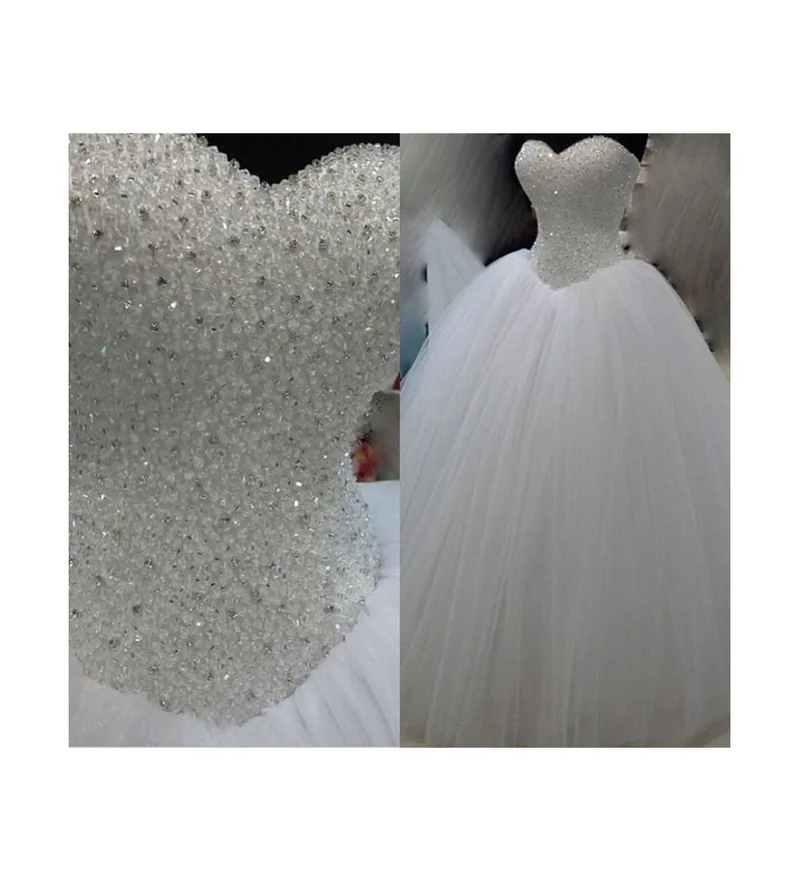 

Luxurious Wedding Dress Backless Beading Sleeveless Ball Gown Bride Dress Sweetheart Floor-Length Bridal Gowns Vestido De Noiva