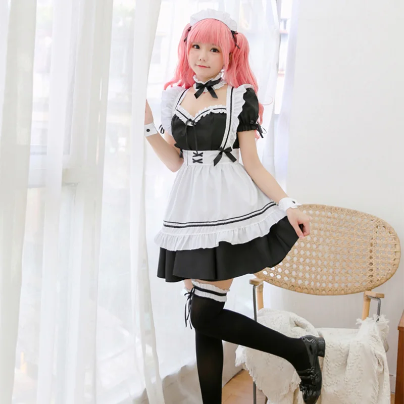Amine Cute Lolita French Maid Cosplay Costume Dress Girls Woman Waitress Maid Party Stage Costumes Uniform lovers