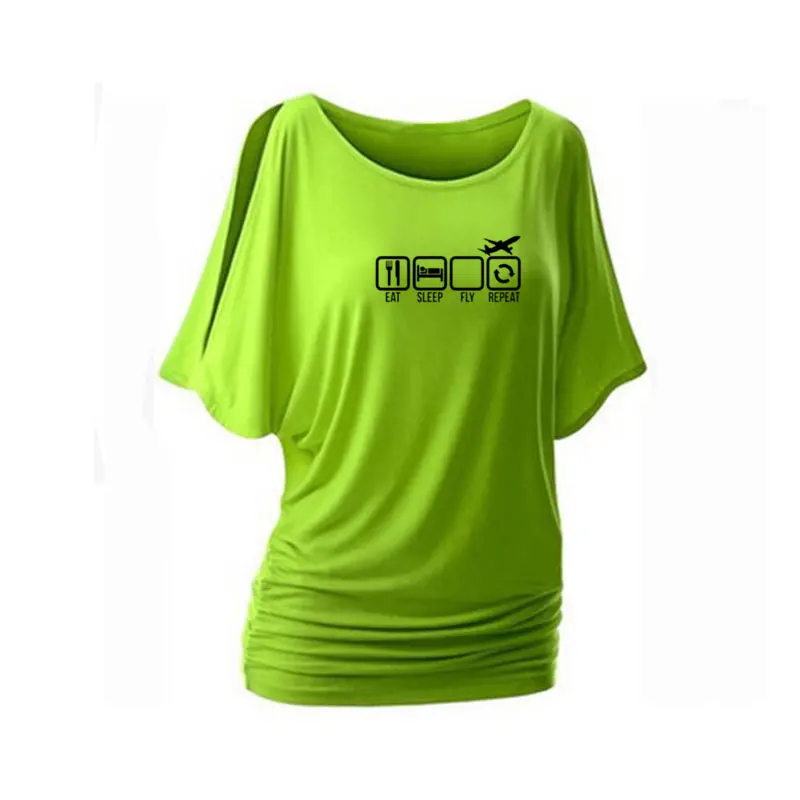 

Summer Bat short sleeve O collar evolved street style fun print cool dinner and sleep travel women's T-shirt