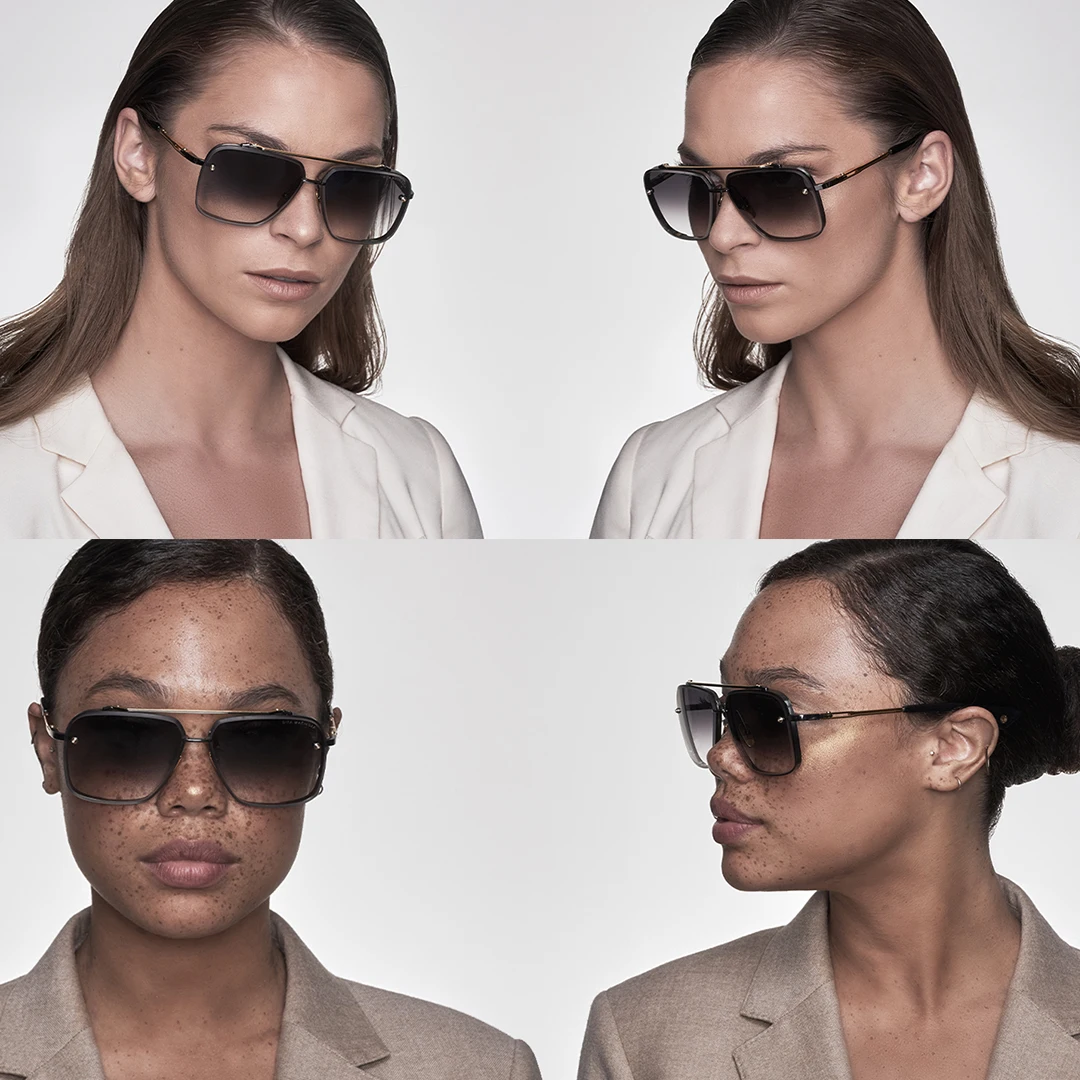

High-Quality Luxury Brand Mach Six Style Oversized Geometric Retro Alloy Frame Gradient Men Sunglasses UV400 Women