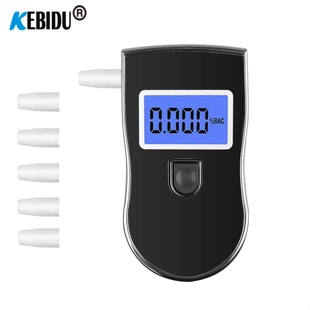 

kebidumei 2021 New High Accuracy Prefessional Digital Breath Alcohol Tester Breathalyzer AT858s with 5 Mouthpieces