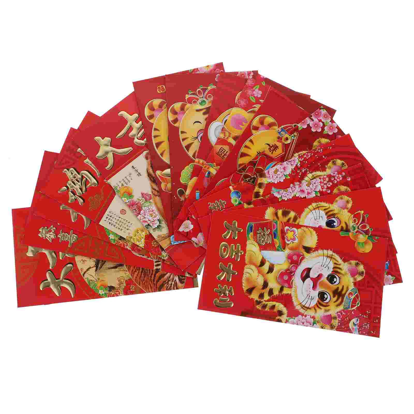60pcs The Year of Tiger Red Envelopes Packets Money Paper Bags (Assorted Color) | Дом и сад