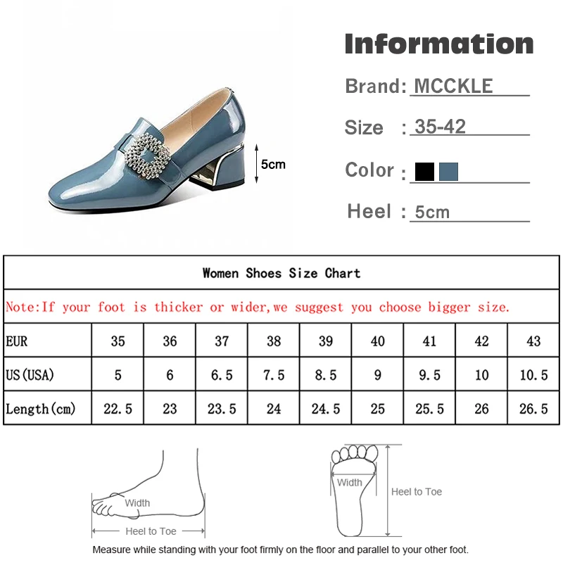 

Women Shoes Pumps Ladies High Heels Autumn Office Wedding Dress Patent Leather Buckle Woman Crystal Slip On Fashion Pointed Toe