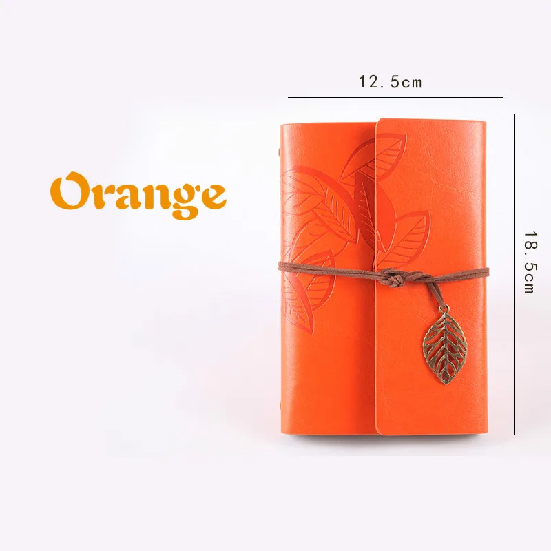 orange Винтажная записная книжка для путешественников, дневник, блокнот из искусственной кожи, спираль, записная книжка, бумага, журналы планирования, школьные канцелярские принадлежности, подарок - Цвет: orange