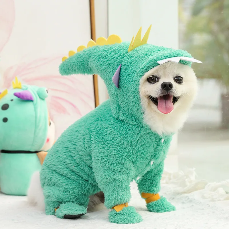 

Coral velvet dog clothes for Small Dogs cartoon pet clothes autumn and winter warm four-legged clothes dog clothes cat Coat