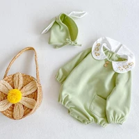 spring autumn newborn clothes boys casual infant girls cute puppy embroidery jumpsuit one piece bodysuit with hood 2021 new