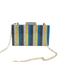 new luxury handbag striped patchwork acrylic evening bags casual party clutch purse colorful glitter wallet trendy crossbody bag