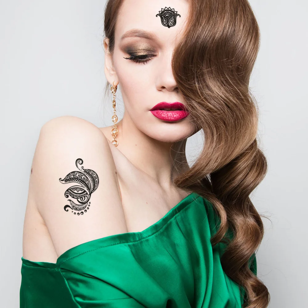 

10 Pcs Bowknot Pattern Tattoos Decor Lace Stickers Waterproof Tattoos Lace Decal