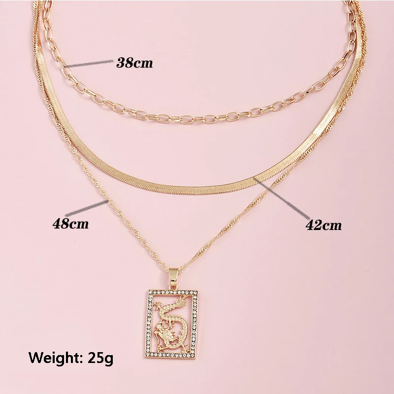 Комплект классических женских ожерелий 3 шт./компл. квадратная резная подвеска в