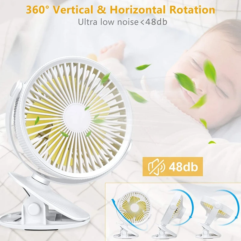 Вентилятор с зажимом для коляски вентилятор перезаряжаемой батареей