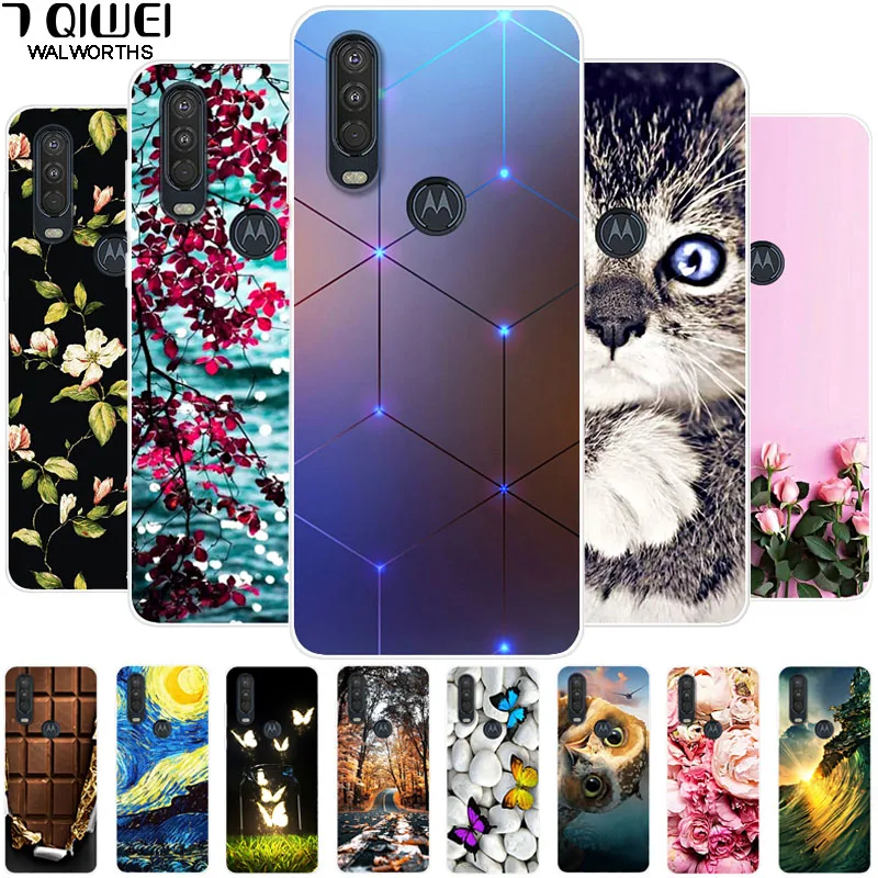 

Soft Cover For Moto One Action / Vision / Macro / Zoom Case Print Cat TPU Soft Clear Silicone Cases for Motorola Moto One Vision