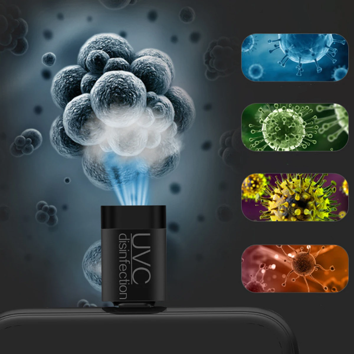 

Portable Mini UVC Sterilizer Ultraviolet Sterilizing Light Pocket Card USB Type-C Port Hand Holder Night Light