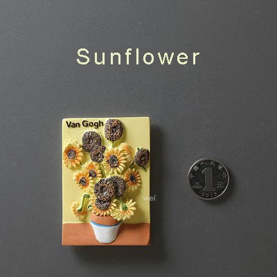 sunflower Ван Гог краска холодильник магнитные наклейки Европейский скандинавский креативный холодильник декоративные мультфильм милые магнитные наклейки - Цвет: sunflower