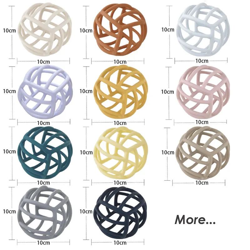Hot Sale BPA Free Newborns Children's Products Colorful Silicone Chewing Teether Toy Ball Easy To Clean Safe Baby Shower Gifts