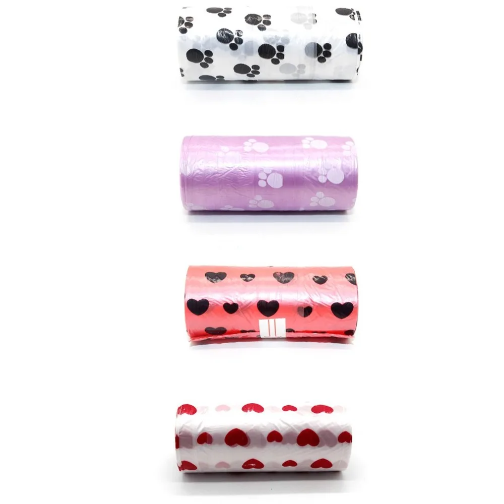 1 рулон собачьих мешков для мусора с принтом Poo сумка уборки на открытом воздухе