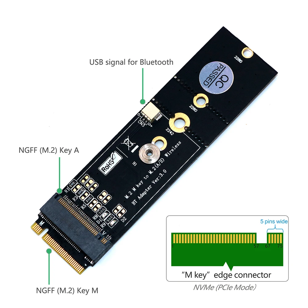 M.2 Wifi адаптер беспроводной Wi Fi Bluetooth ПК NGFF ключ A к M Адаптер для Intel 8265 9060|Сетевые