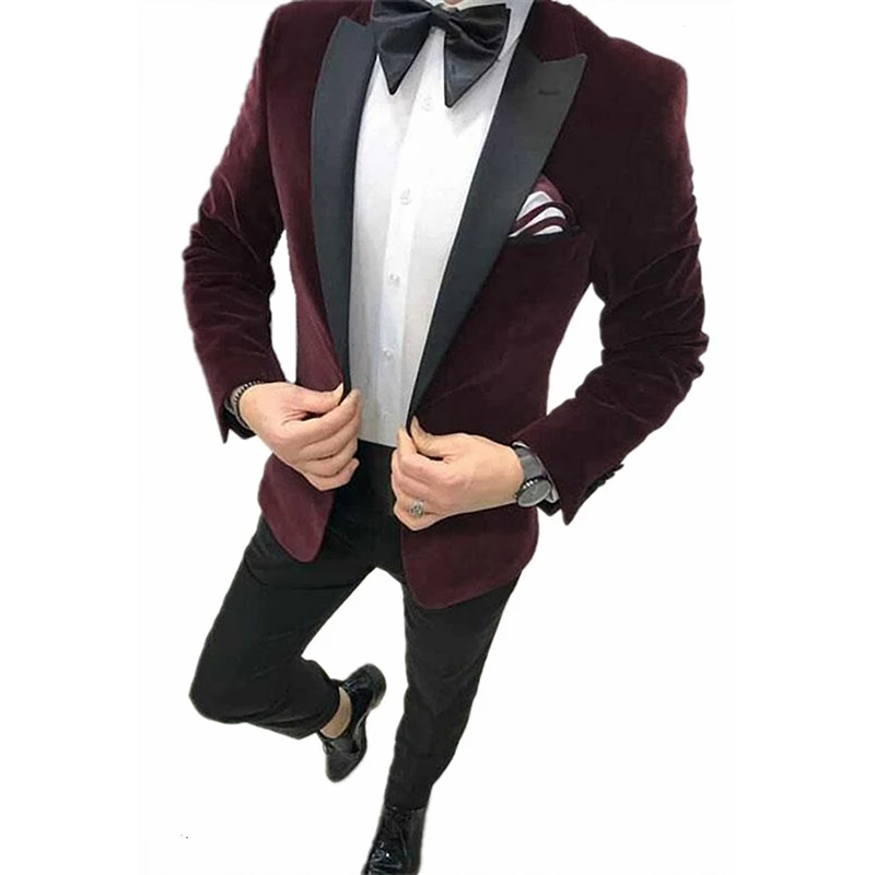 [XZ30] Мужские Бархатные костюмы смокинги из двух частей для свадьбы торжественные