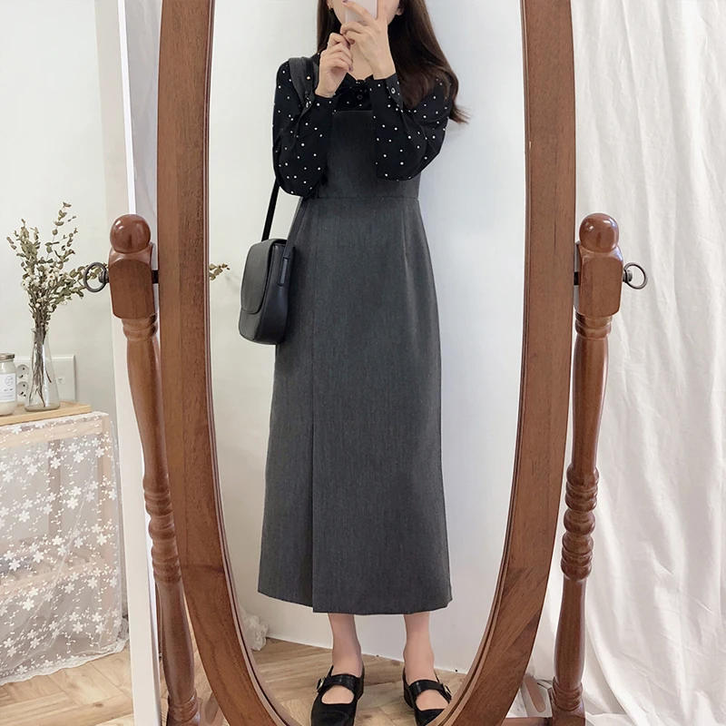 Южнокорейский шик платье горячие женщины консервативный стиль девушки свидание