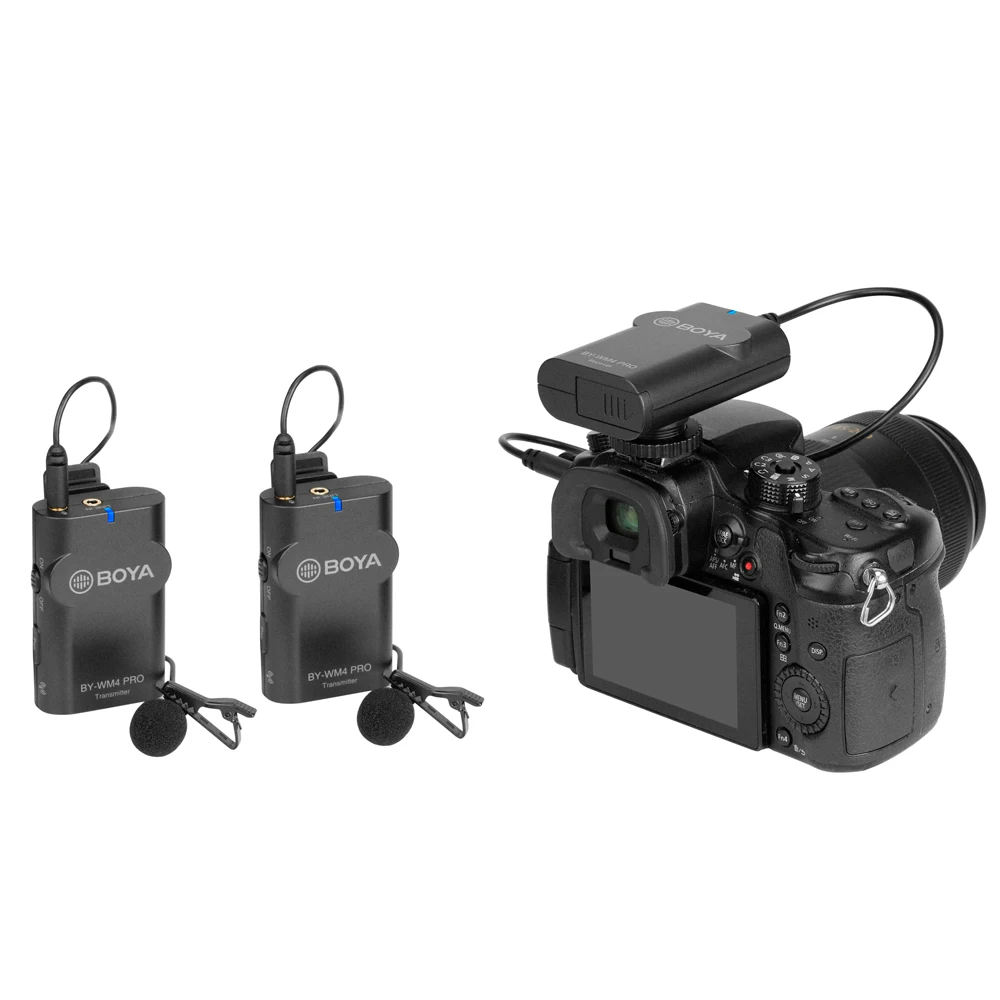 BOYA BY WM4 Pro K2 двухканальный цифровой 2 4G беспроводной микрофон система для iPhone Android