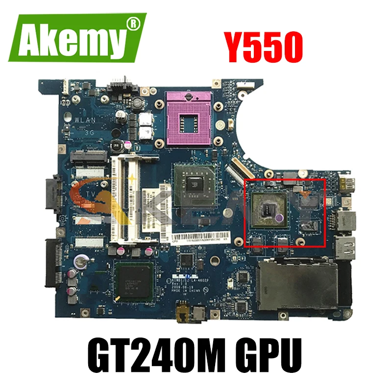 

Материнская плата Akemy для ноутбука Lenovo Y550 KIWB1/B2 LA-4602P PGA478 GM45 GPU GT240M DDR3 100% тестовая работа